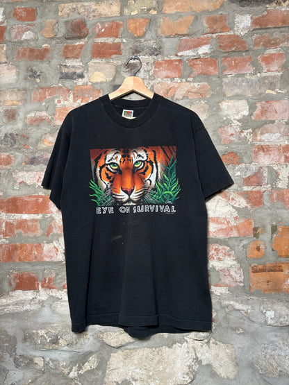 90s Eyes On Survival Tiger Tee Black Sz L