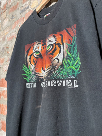 90s Eyes On Survival Tiger Tee Black Sz L
