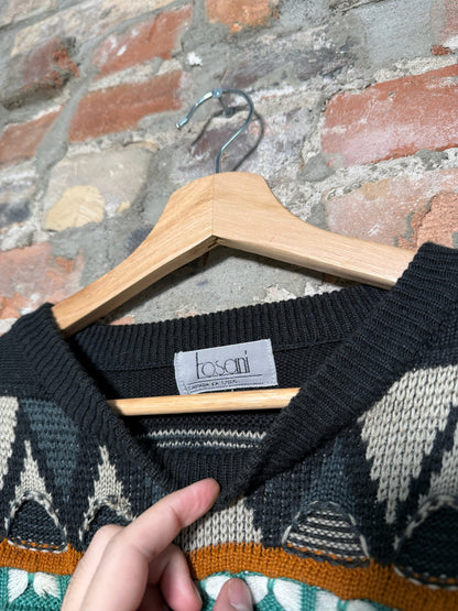 Vtg Tosani 3D Knit Style Sweater Sz XL