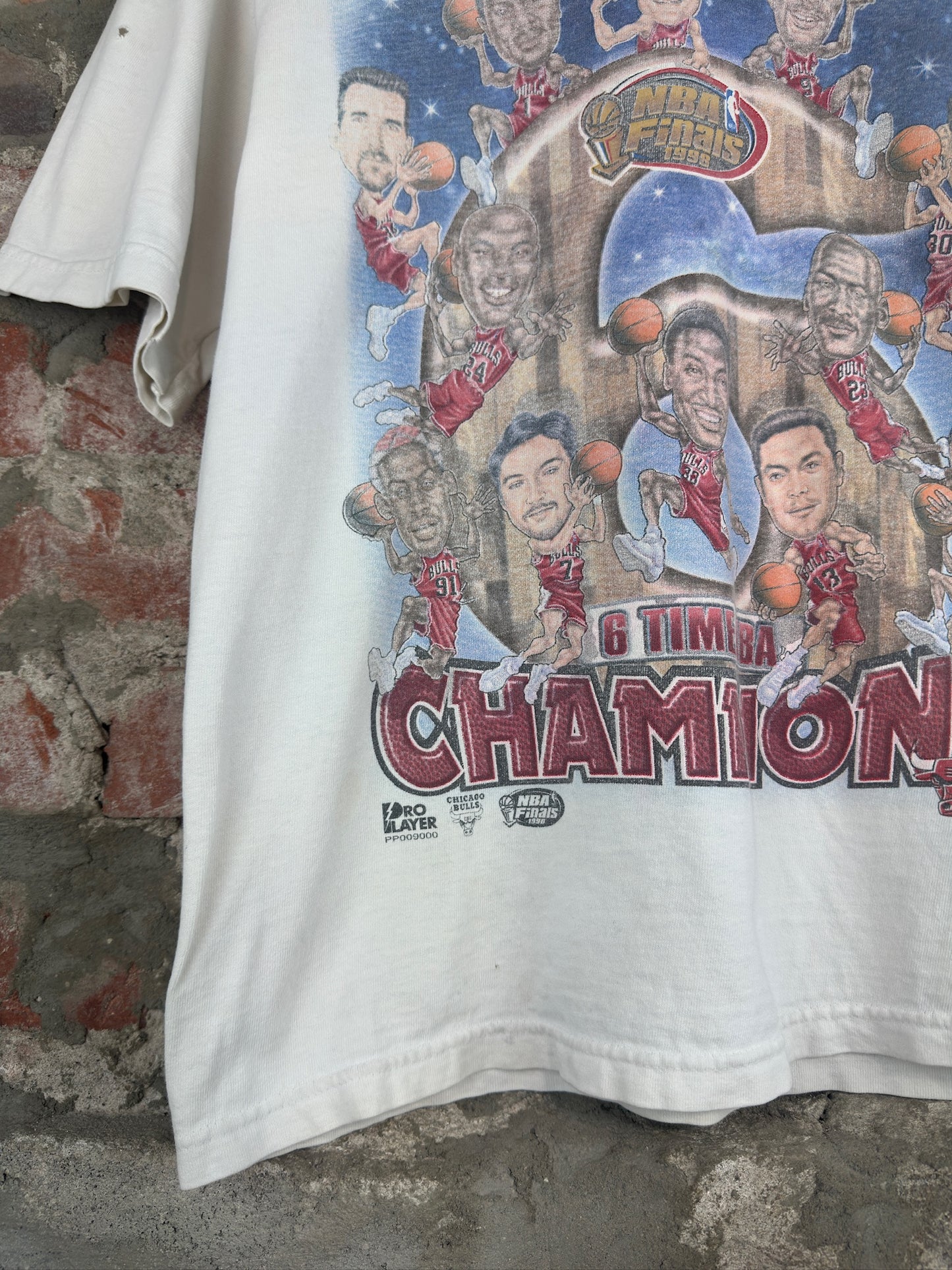 90s Chicago Bulls 6 Time Pro Player Youth Tee Sz L