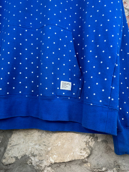 Stussy Polka Dot Blue Hoodie Sz XL