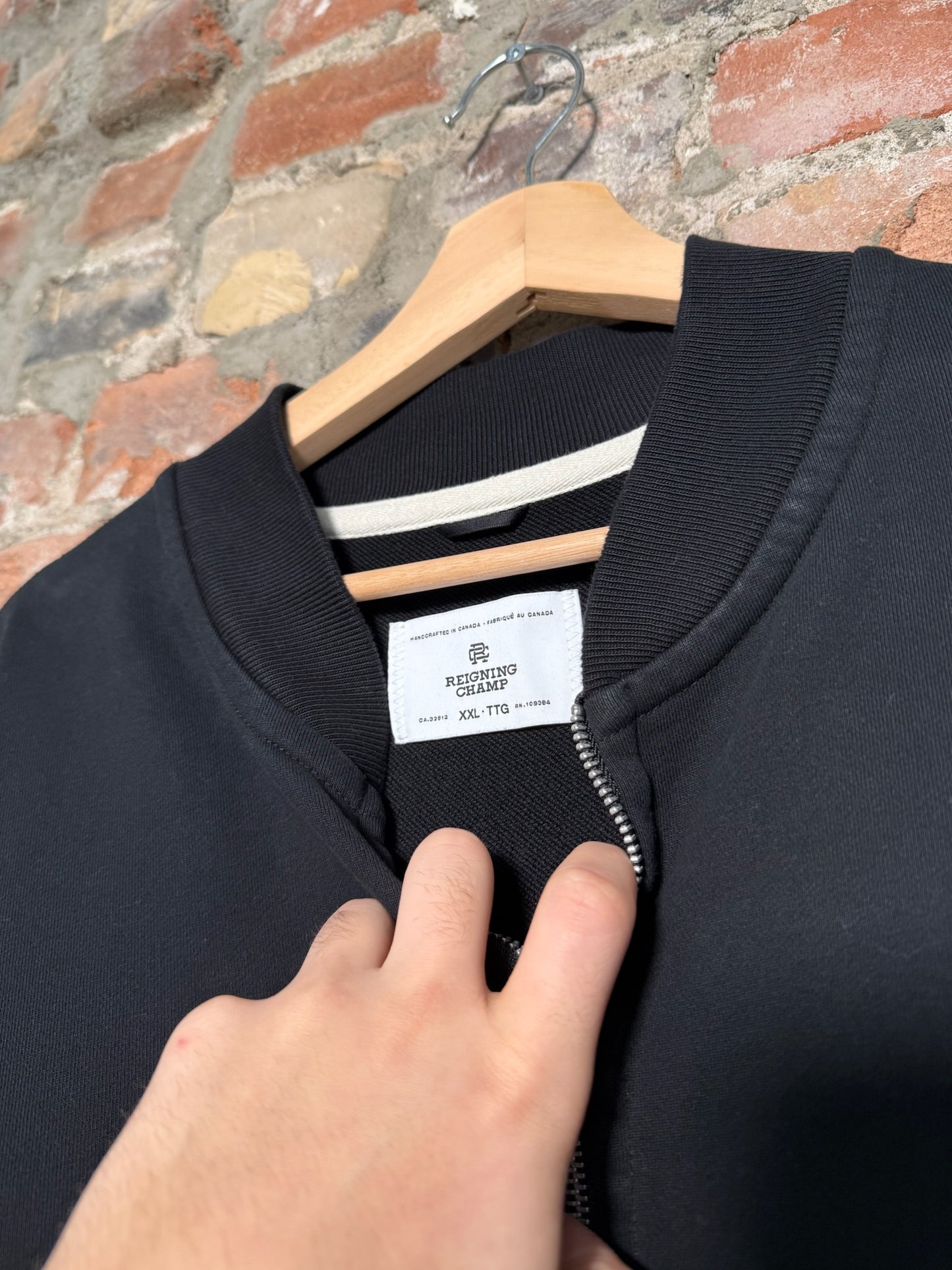 (XXL) Reigning Champ Black Zip-Up Sweater