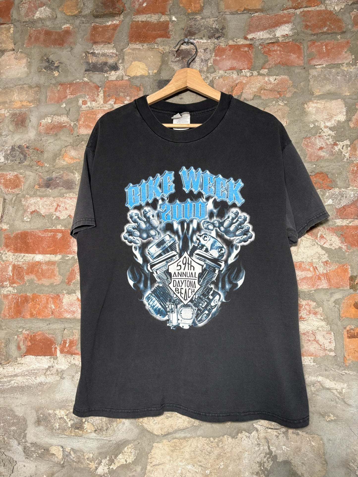 2000 Bike Week Faded Black Tee Sz L