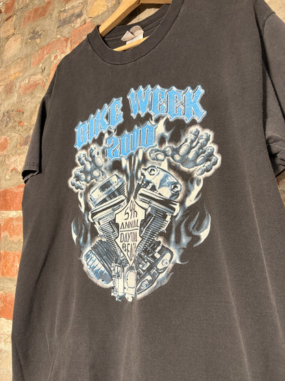2000 Bike Week Faded Black Tee Sz L