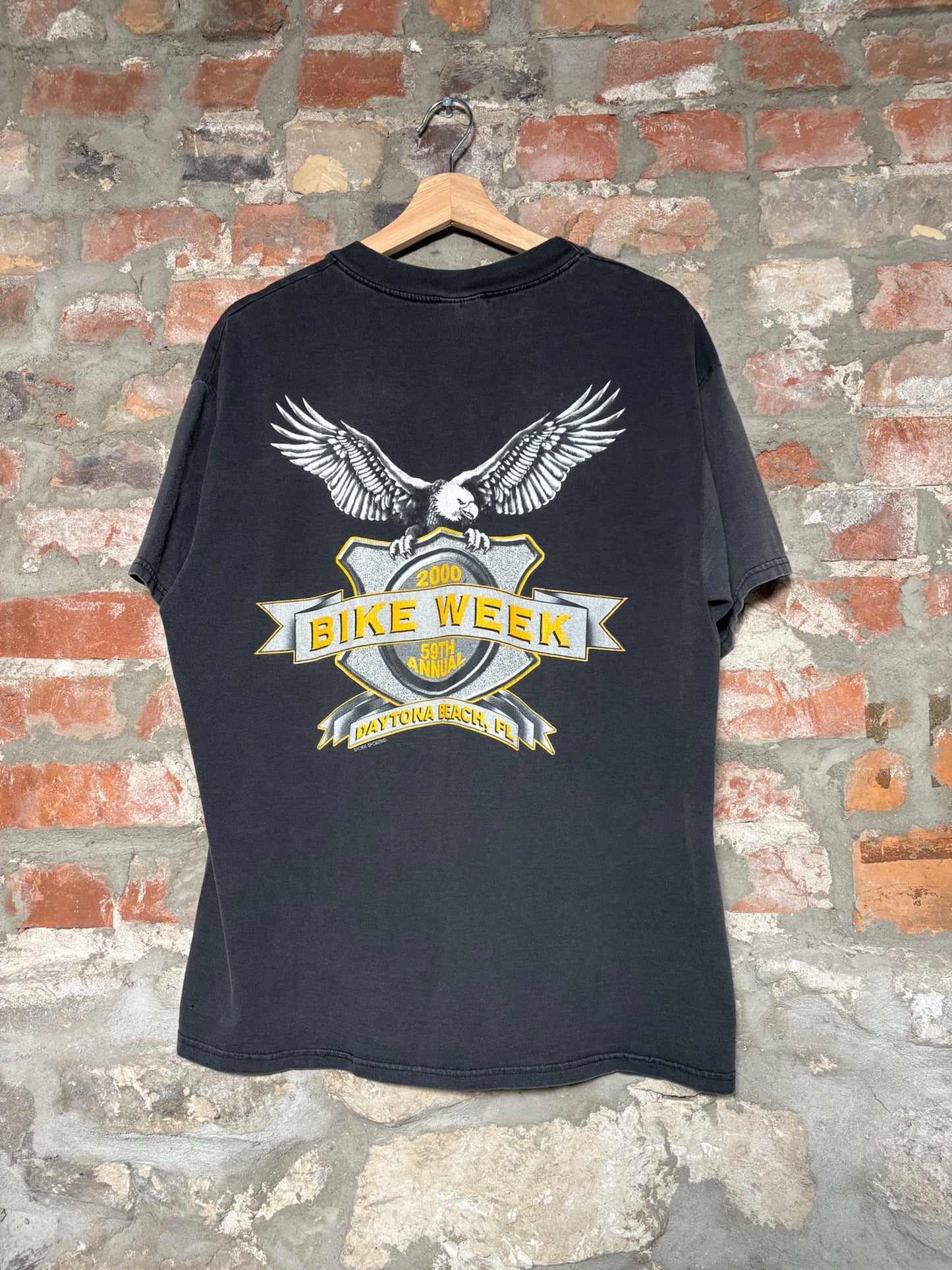 2000 Bike Week Faded Black Tee Sz L