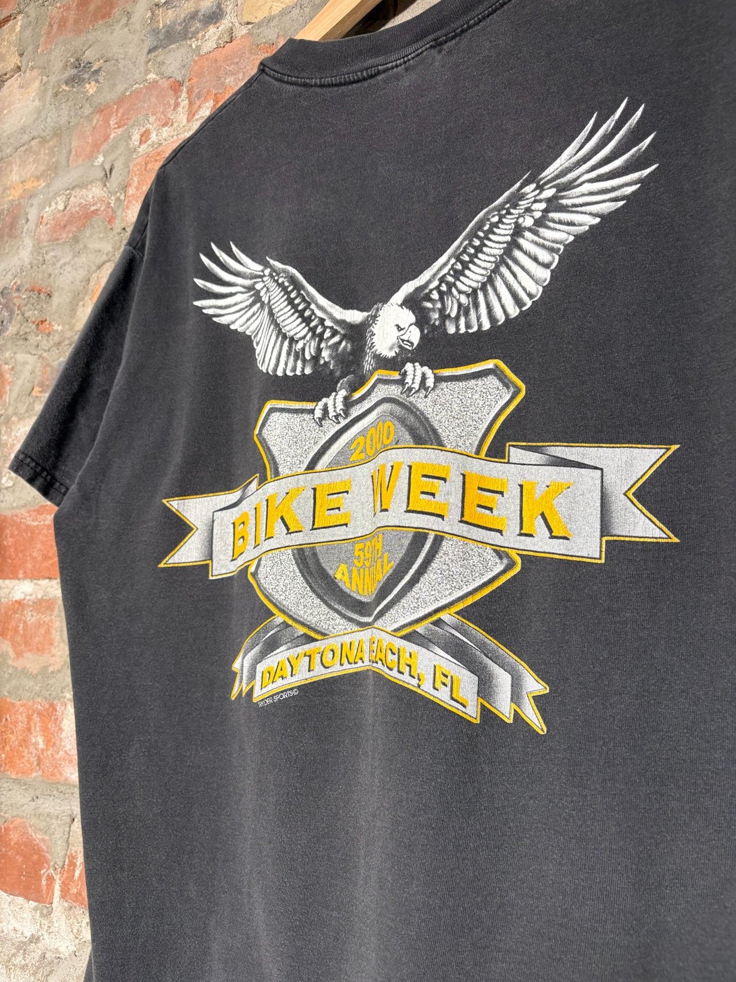 2000 Bike Week Faded Black Tee Sz L