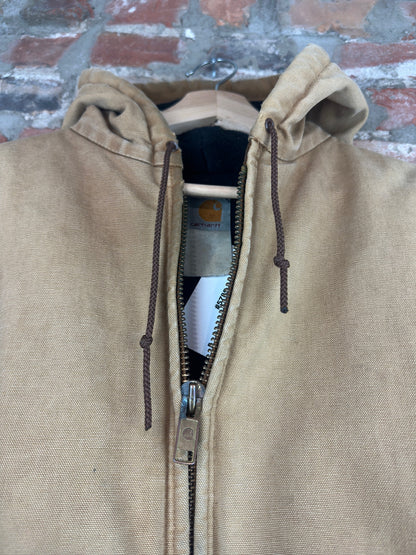 90s Carhartt Tan Hooded Jacket Sz L