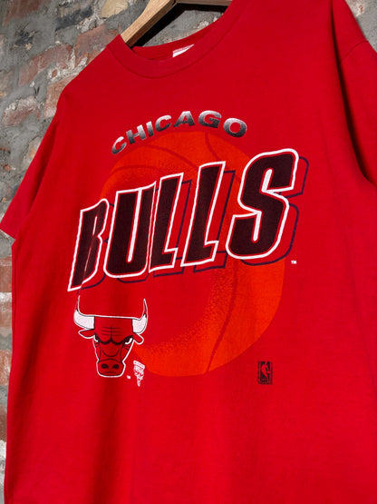 90s Chicago Bulls Tee Red Sz M