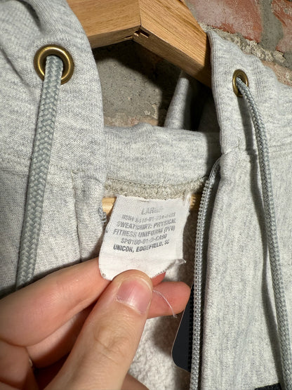 90s Army Grey Zip Up Hoodie Sz L