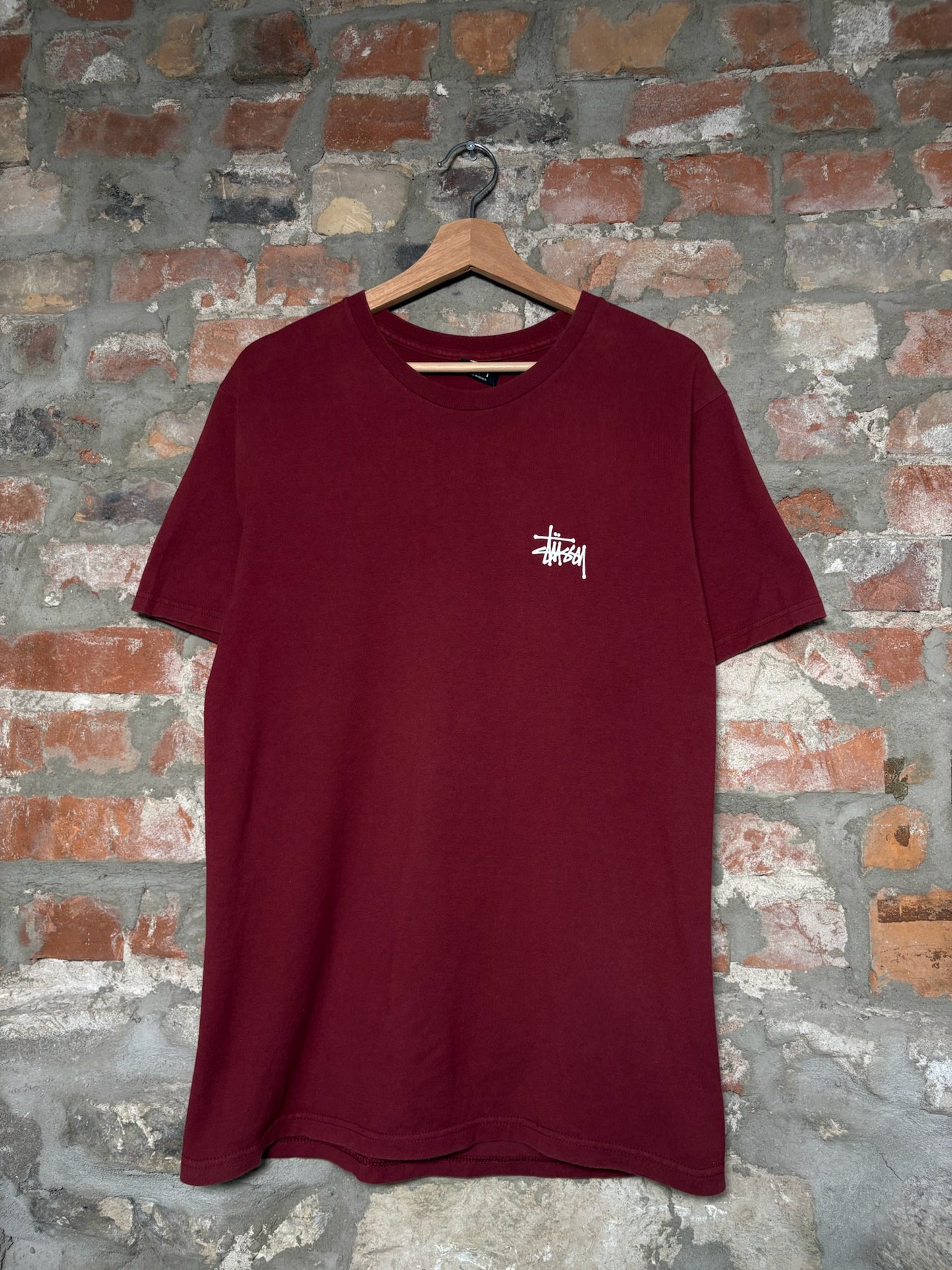 Stussy Script Burgundy Tee Sz M