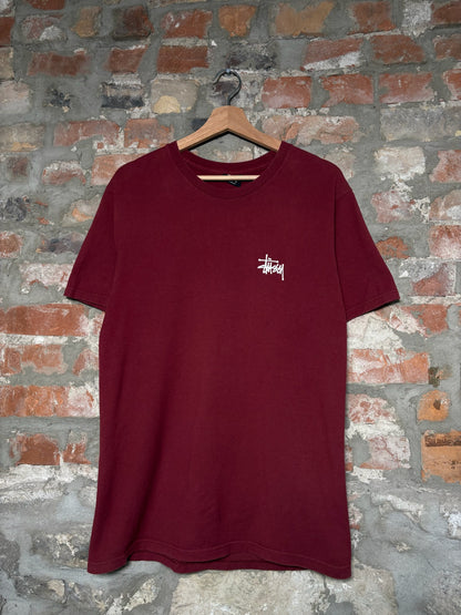 Stussy Script Burgundy Tee Sz M