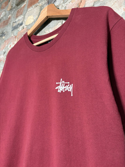 Stussy Script Burgundy Tee Sz M