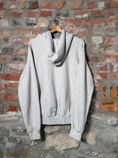 90s Army Grey Zip Up Hoodie Sz L