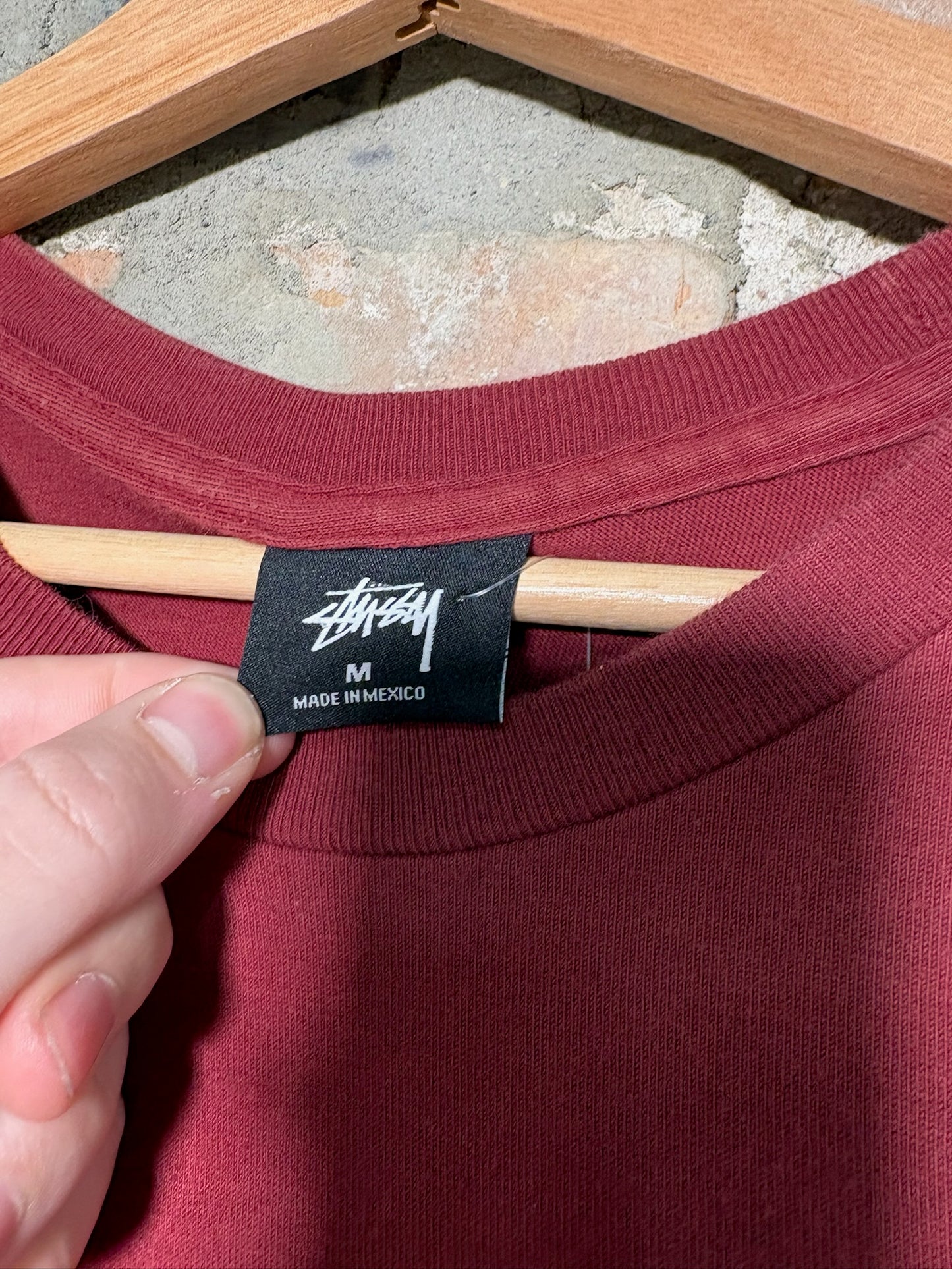 Stussy Script Burgundy Tee Sz M