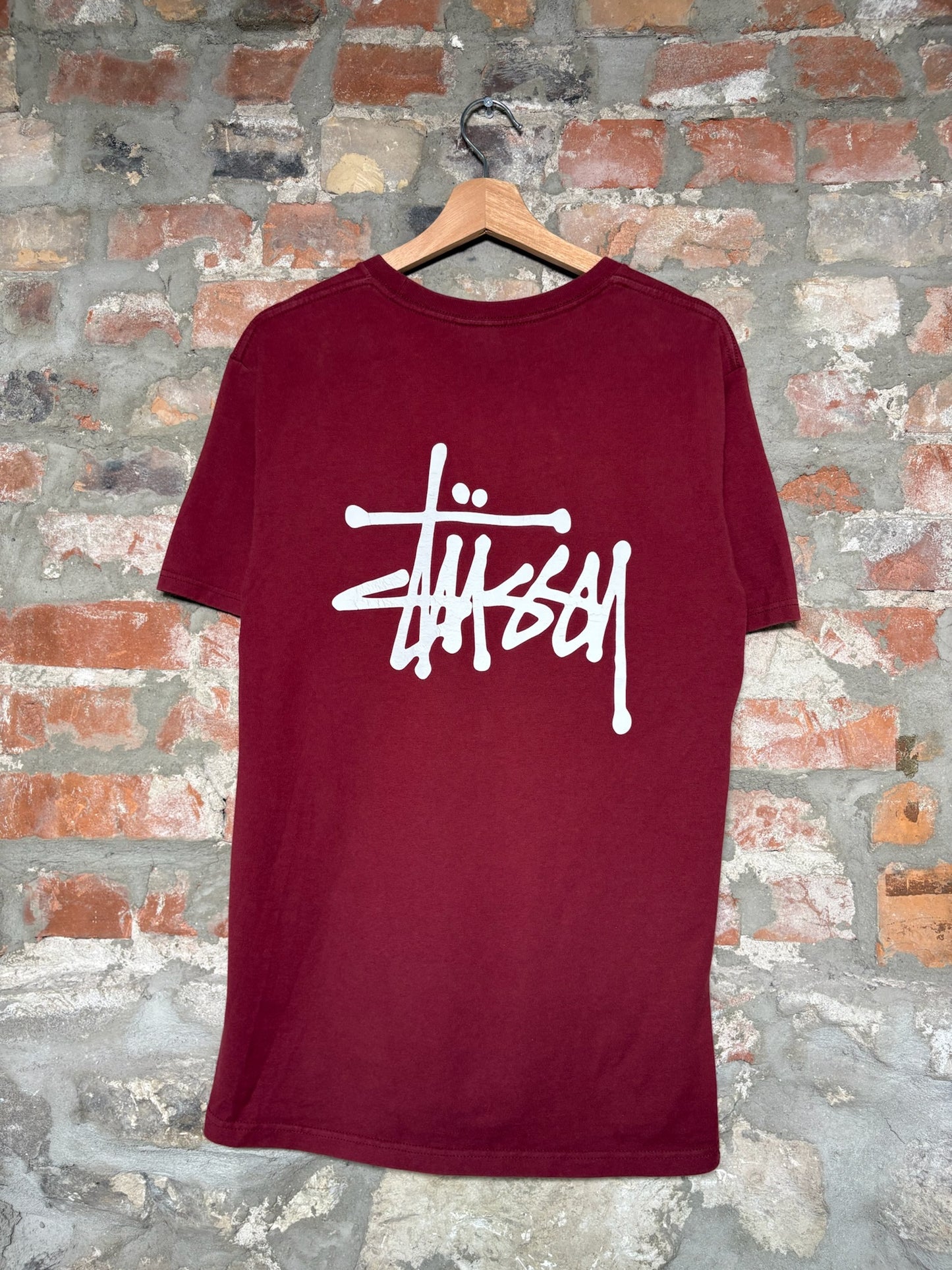 Stussy Script Burgundy Tee Sz M