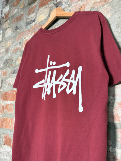 Stussy Script Burgundy Tee Sz M