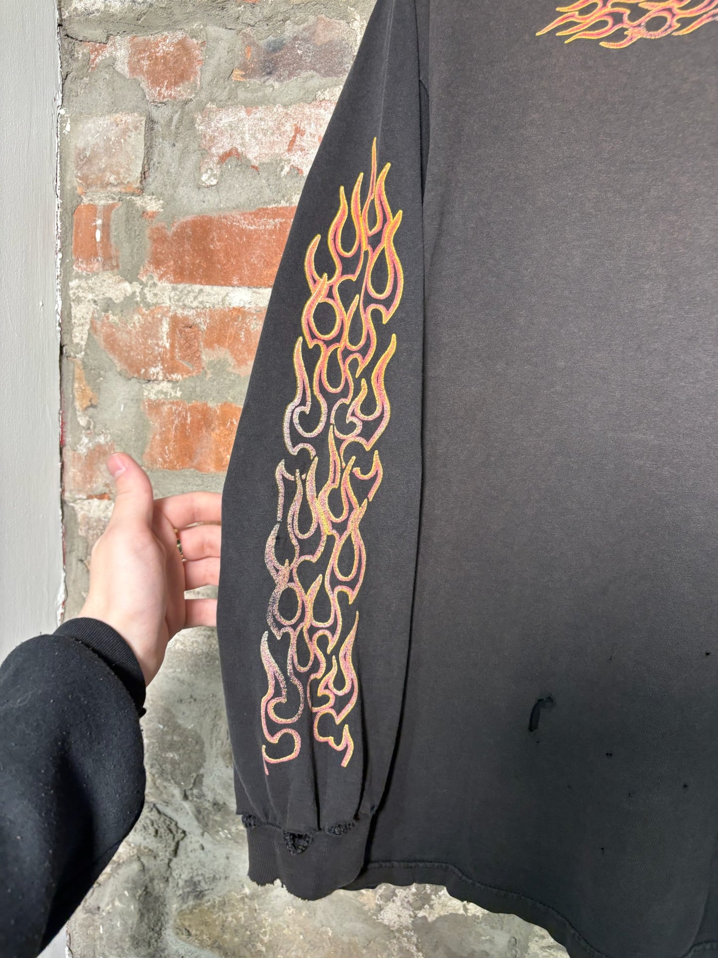 Y2K Flames Bike Faded Longsleeve Sz XXL