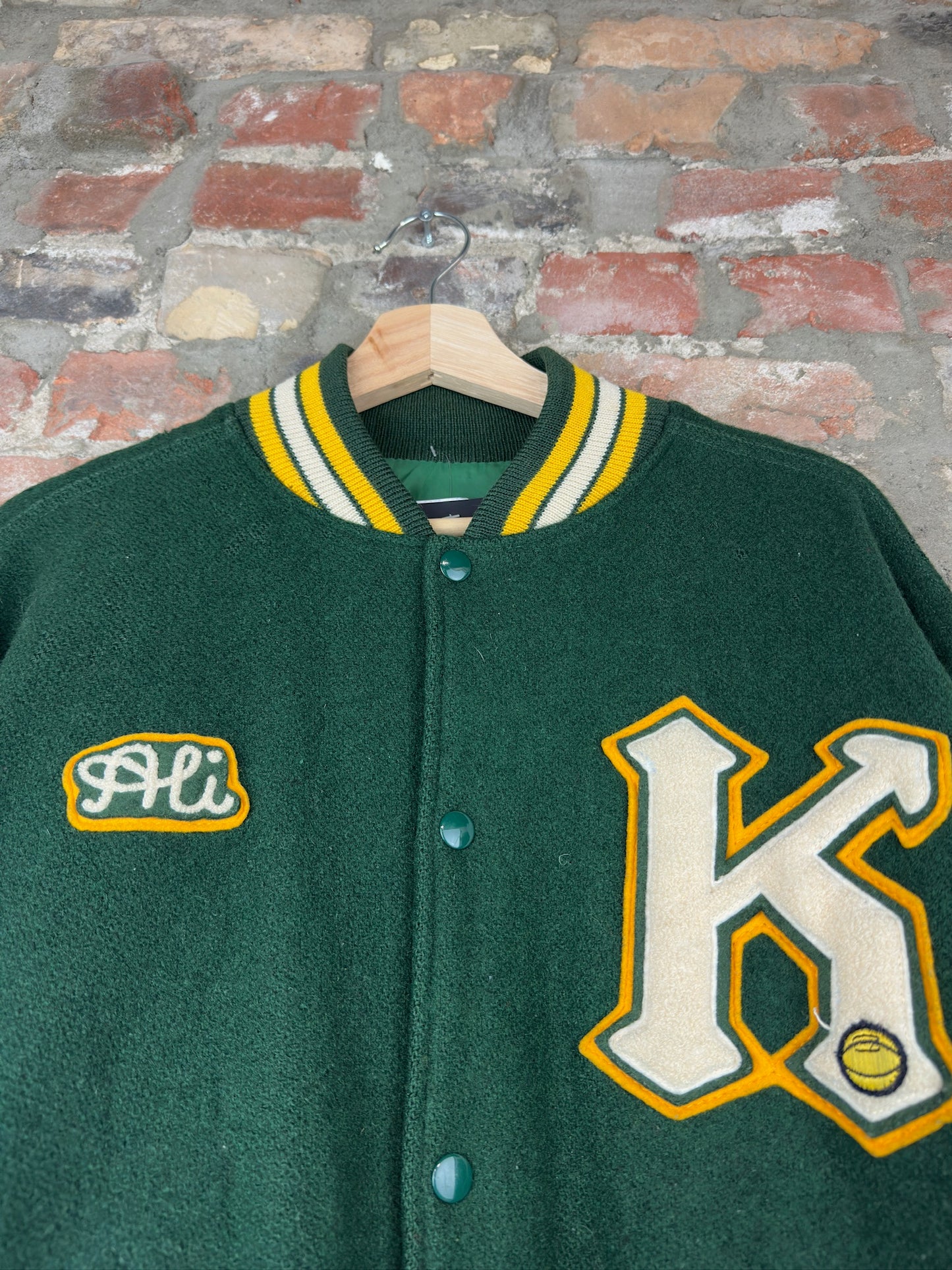 90s Green/Yellow Varsity Jacket Sz L