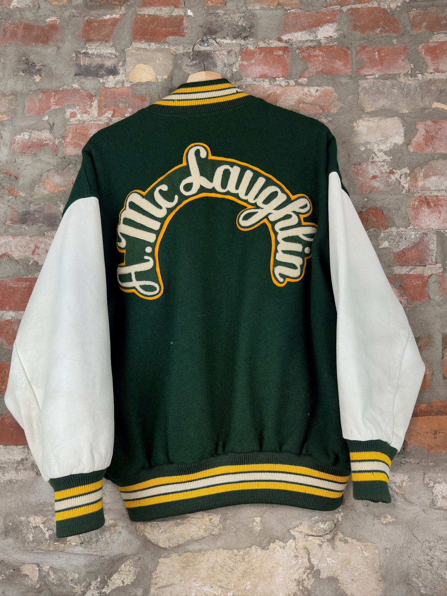 90s Green/Yellow Varsity Jacket Sz L