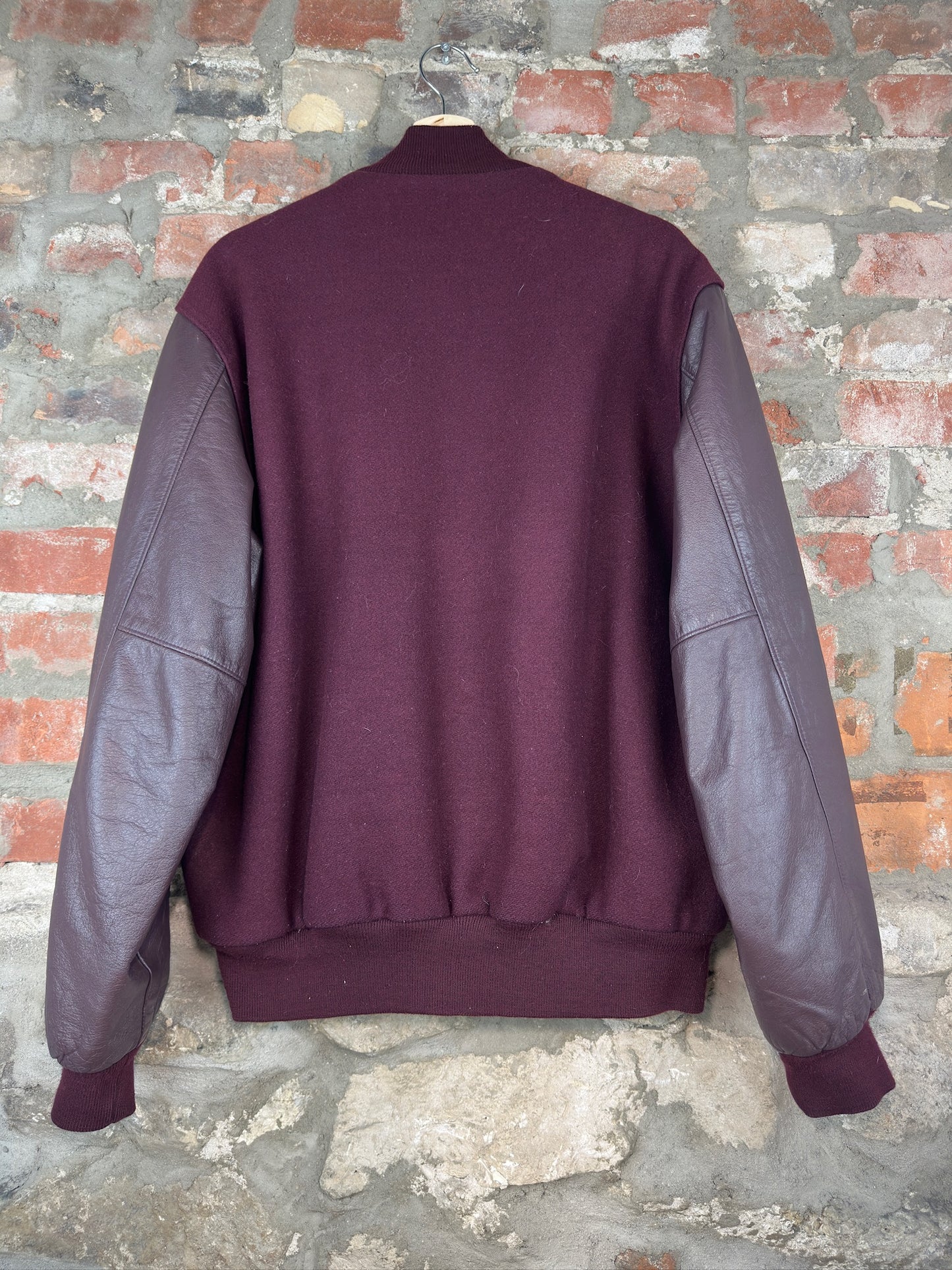 90s Burgundy Varsity Jacket Sz L