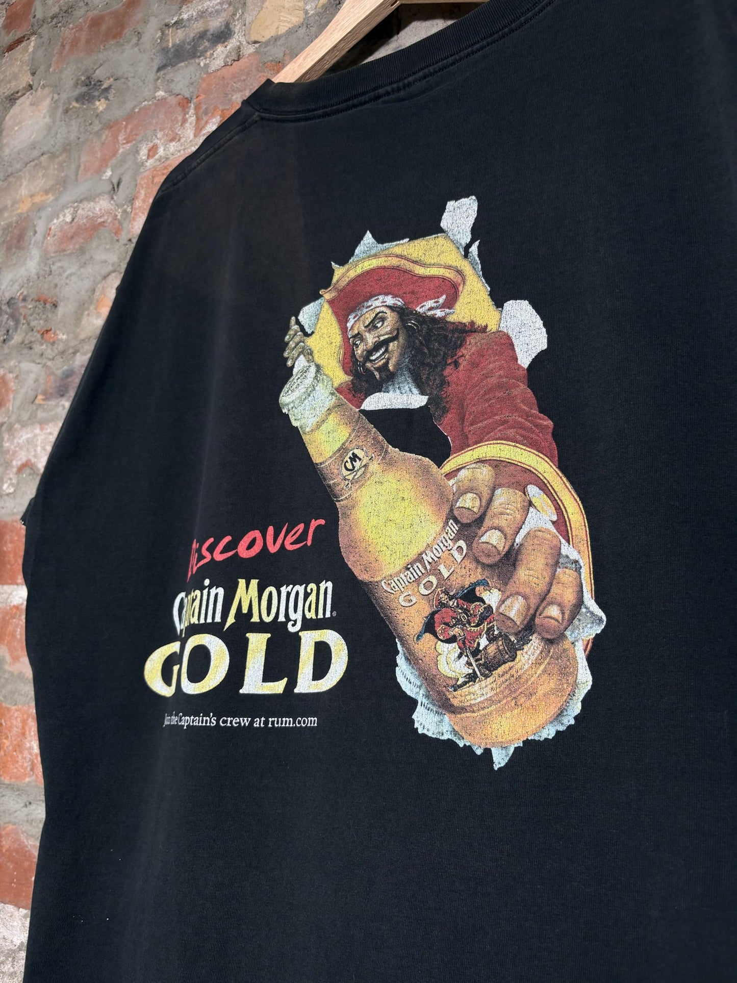 Y2K Captain Morgan Tee Black Sz XL