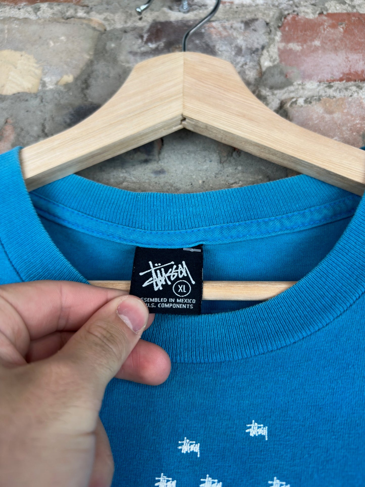 Stussy Small Logos Teal Tee Sz XL