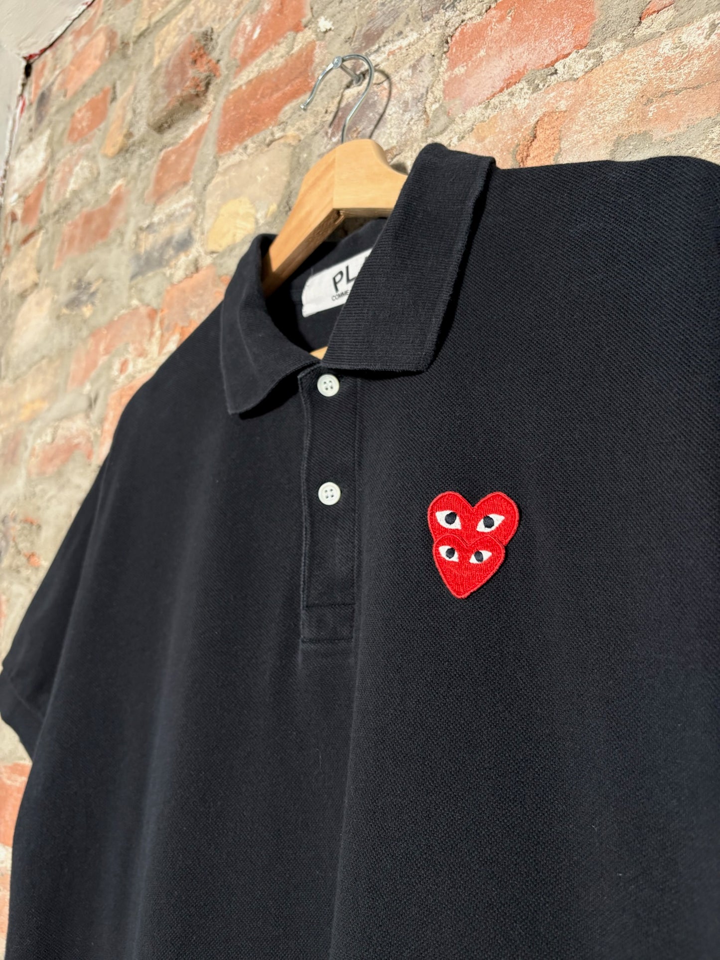 CDG Double Heart Polo Shirt Sz XL