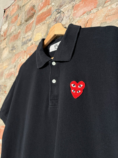 CDG Double Heart Polo Shirt Sz XL