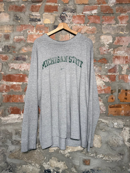 (XL) 00s Nike Michigan State Grey Long Sleeve Shirt