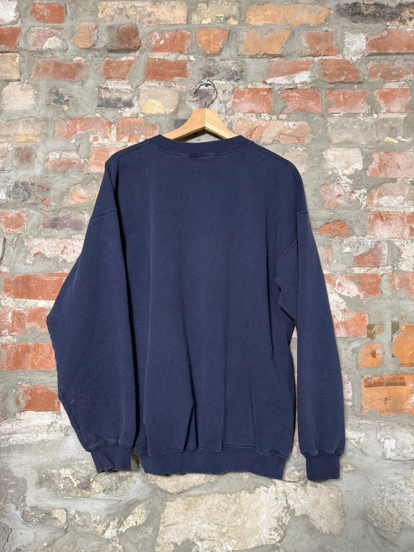 (L) 2002 New England Patriots Super Bowl Navy Crewneck