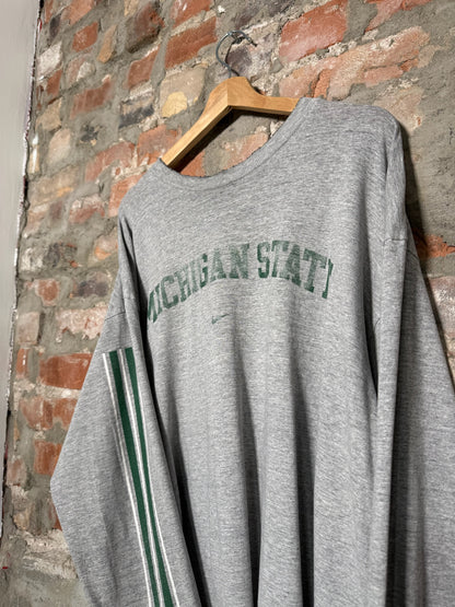 (XL) 00s Nike Michigan State Grey Long Sleeve Shirt