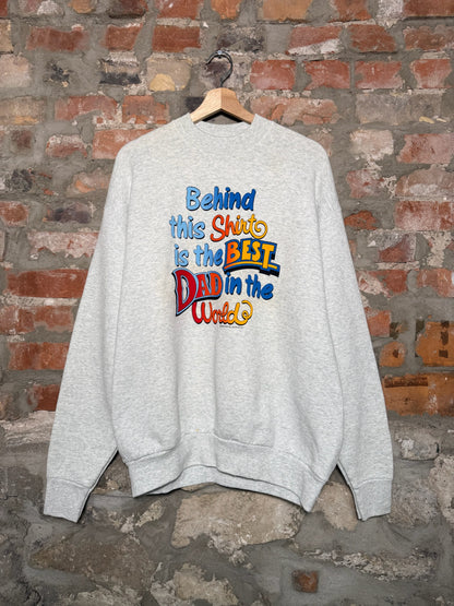 (XL) 90s Best Dad Grey Crewneck