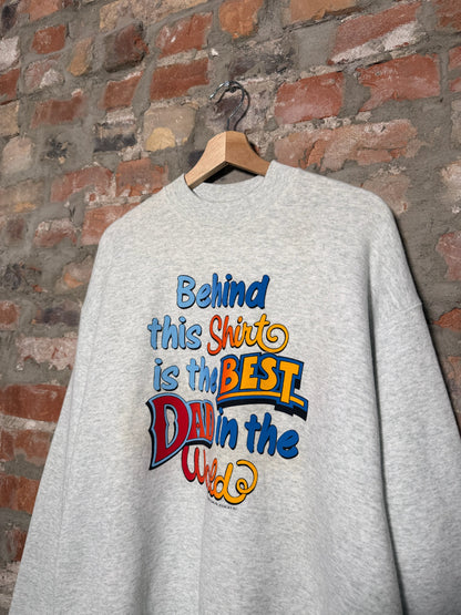 (XL) 90s Best Dad Grey Crewneck