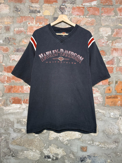 (XL) Y2k Harley Davidson V-Neck Docs T-Shirt