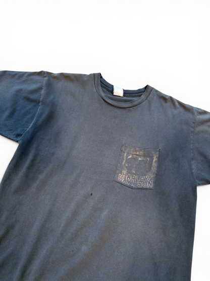 (XL) 90s Harley Davidson Smoked Out Skull Pocket Tee