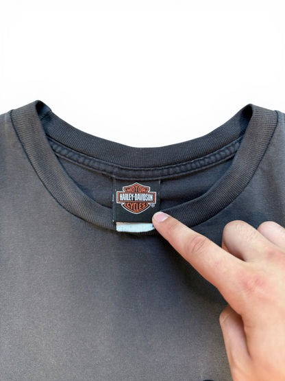 (XL) 90s Harley Davidson Smoked Out Skull Pocket Tee