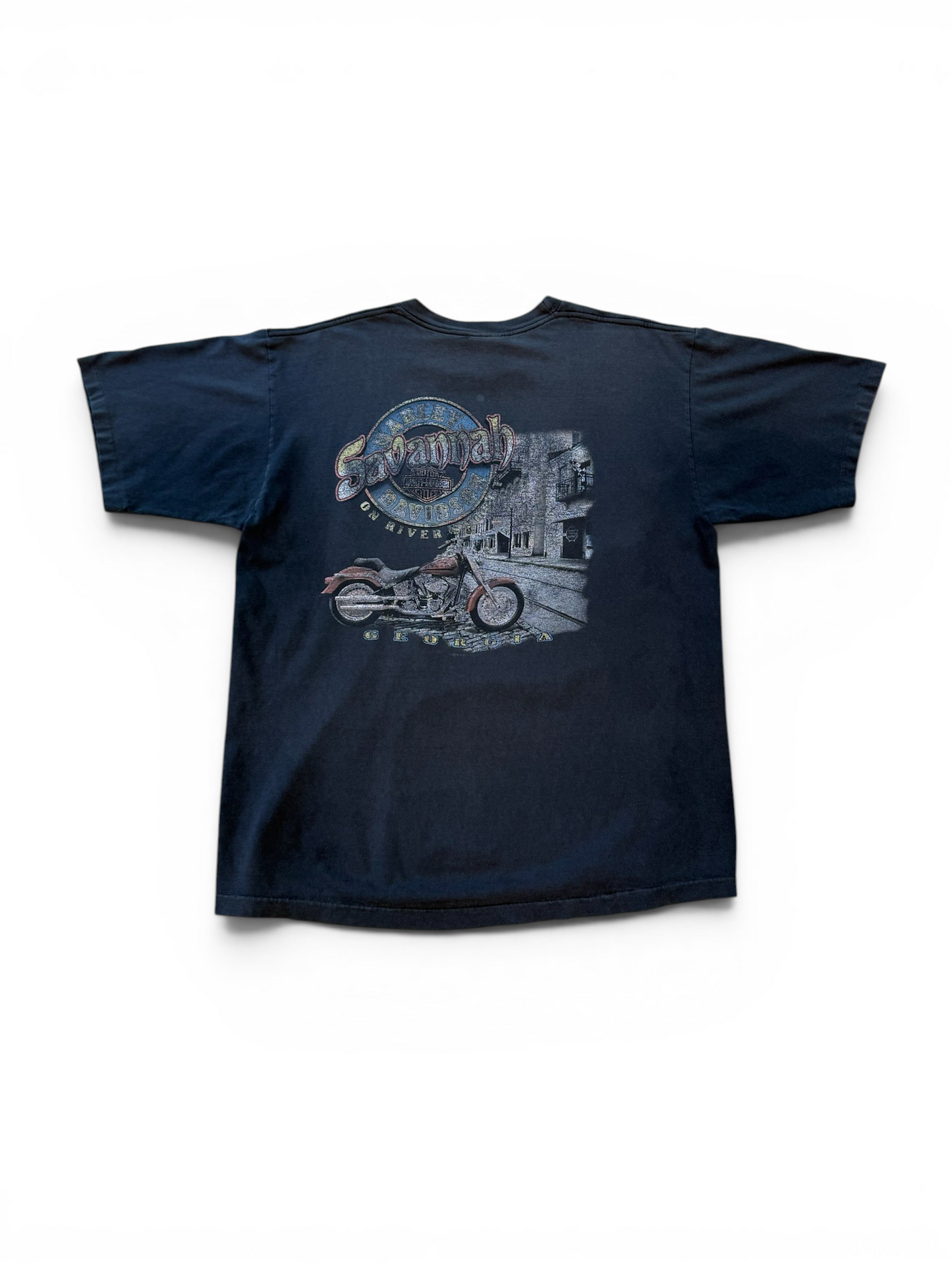 (XL) 90s Harley Davidson Smoked Out Skull Pocket Tee