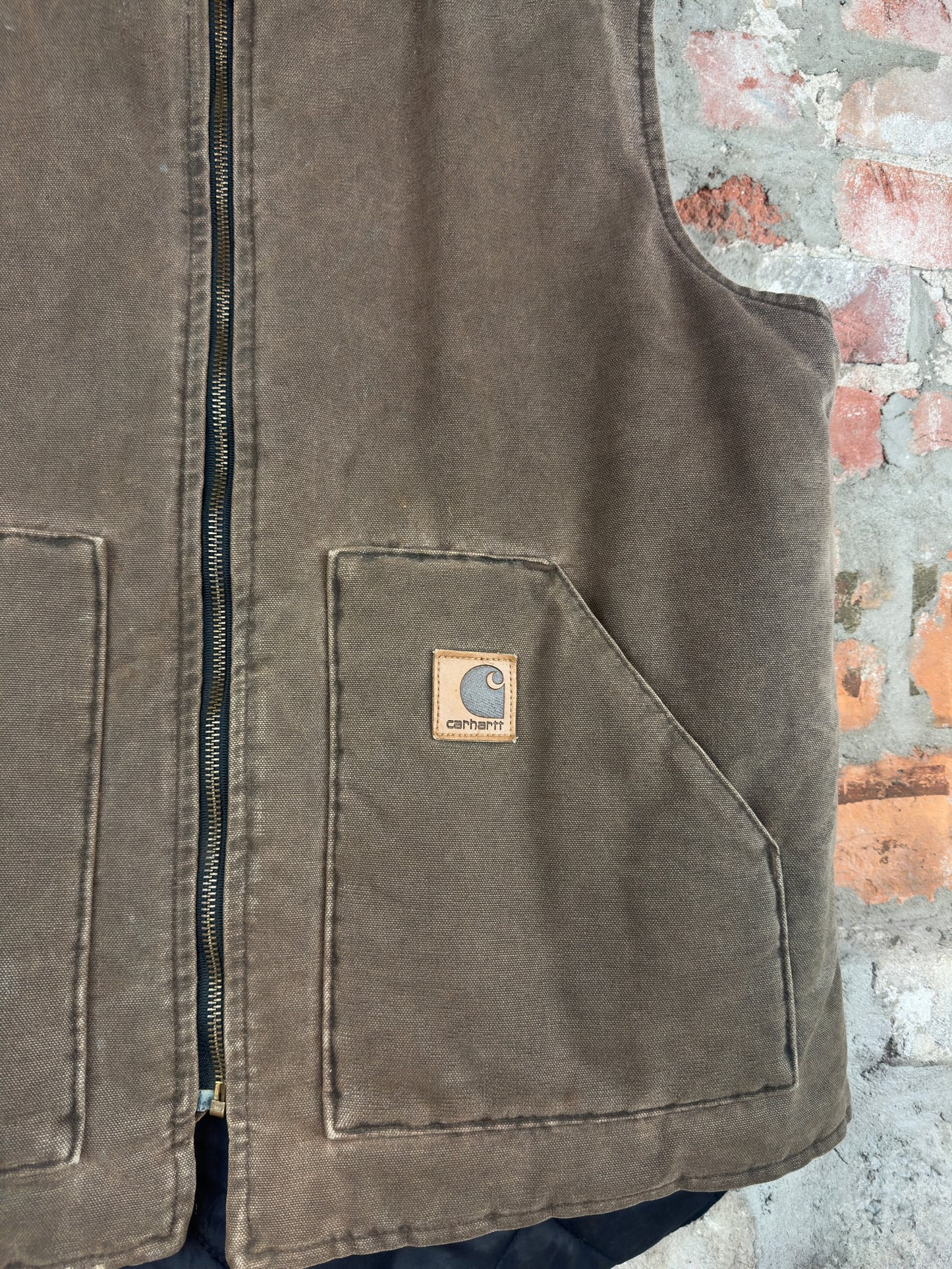 90s Carhartt Brown Workwear Vest Sz XL Tall