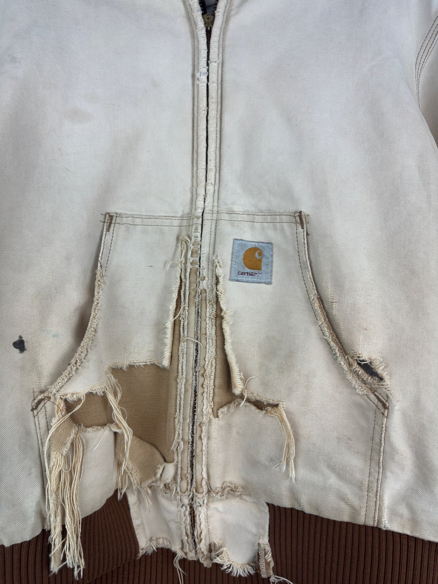 90s Carhartt Thrashed Hooded Jacket Sz L