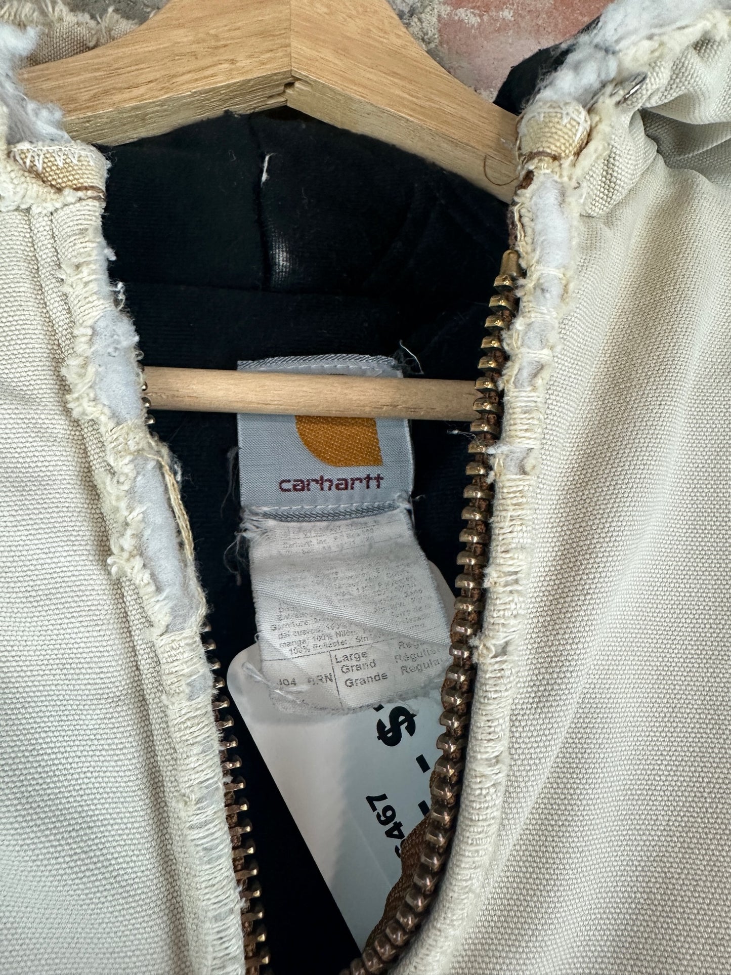 90s Carhartt Thrashed Hooded Jacket Sz L