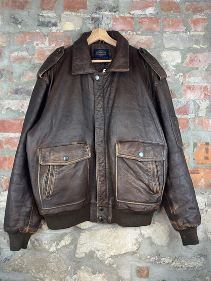 90s Kenneth Gordon Leather Jacket Sz L