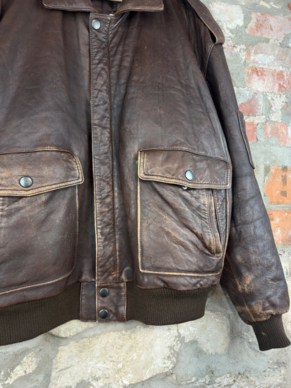 90s Kenneth Gordon Leather Jacket Sz L