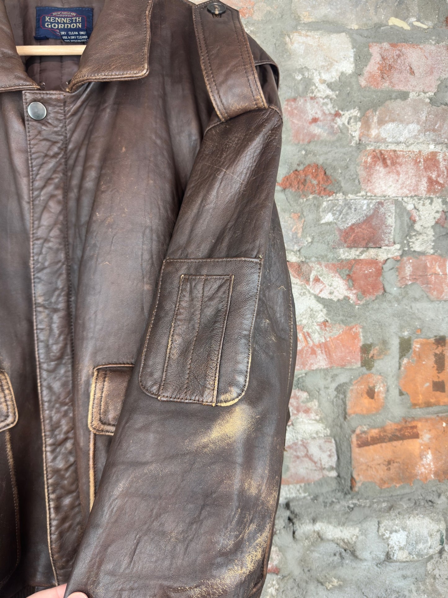 90s Kenneth Gordon Leather Jacket Sz L