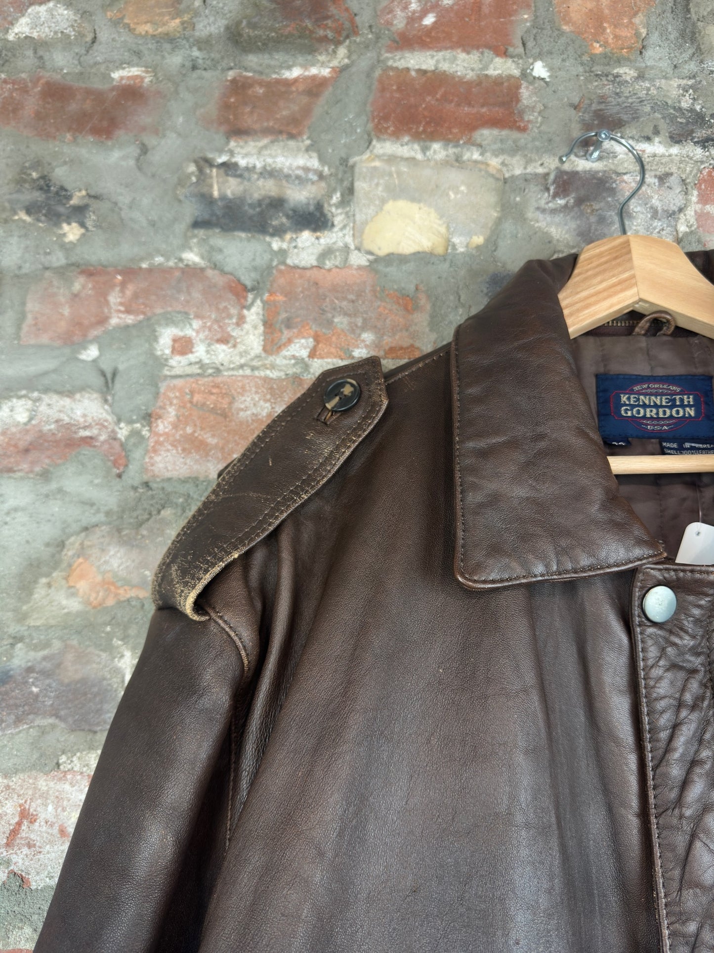 90s Kenneth Gordon Leather Jacket Sz L