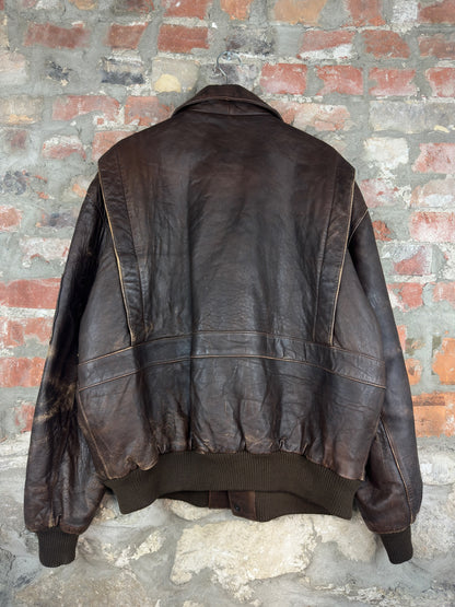 90s Kenneth Gordon Leather Jacket Sz L