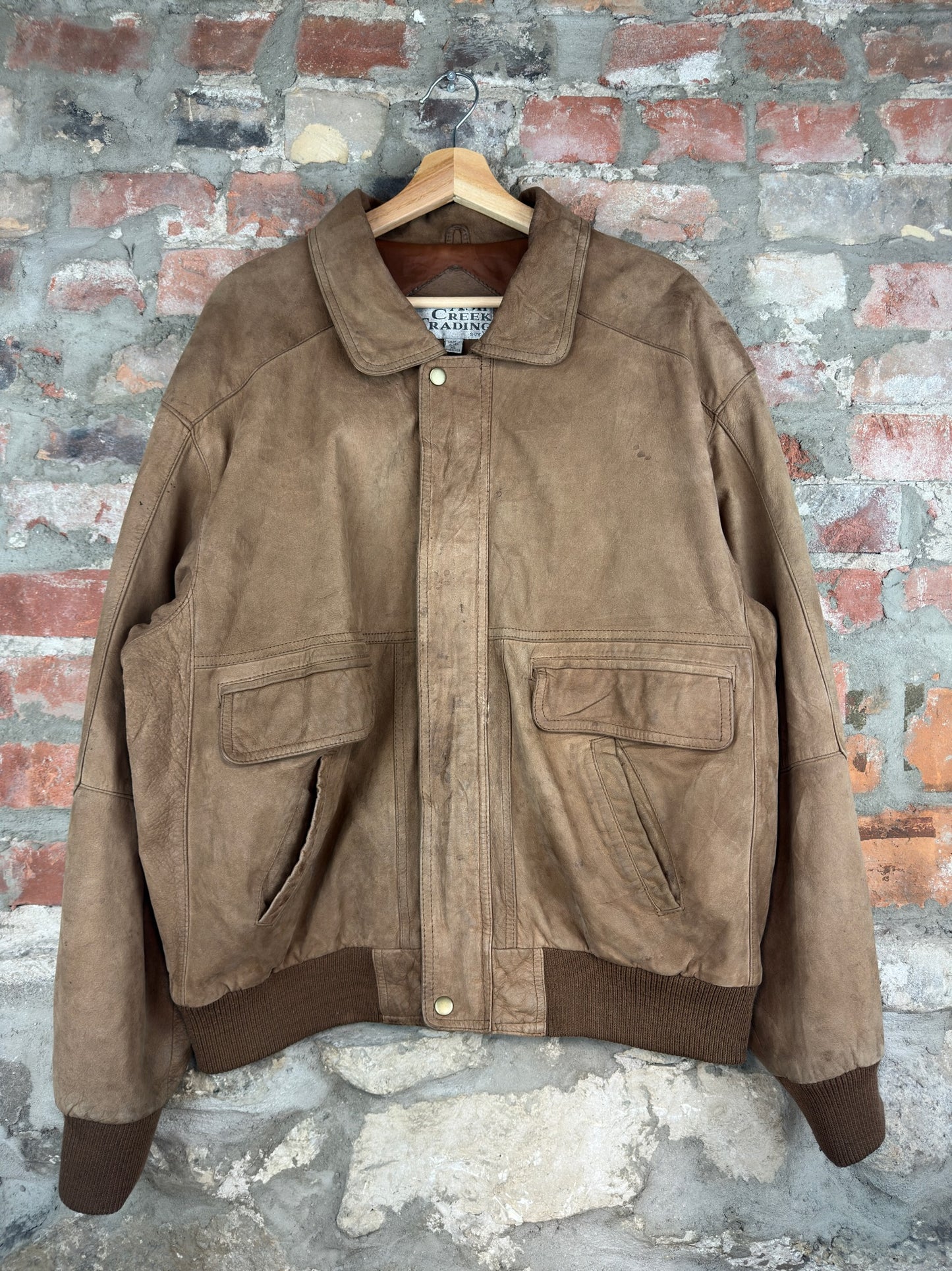 90s Ash Creek Trading Leather Jacket Sz XL