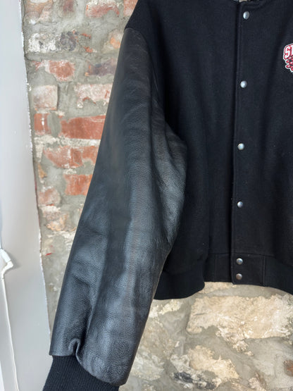 90s Guelph Storm Leather Varsity Jacket Sz XL