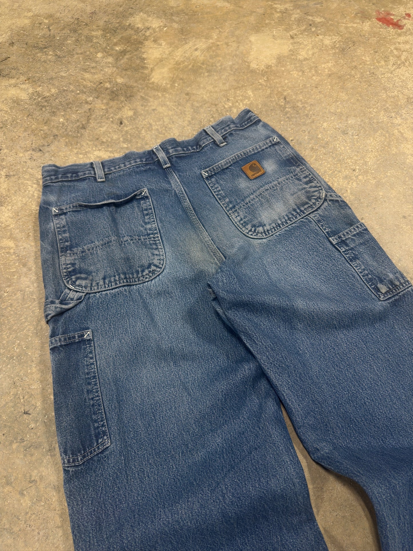 Vtg Carhartt Denim Carpenter Pants Sz 34W