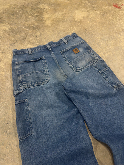Vtg Carhartt Denim Carpenter Pants Sz 34W