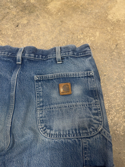 Vtg Carhartt Denim Carpenter Pants Sz 34W